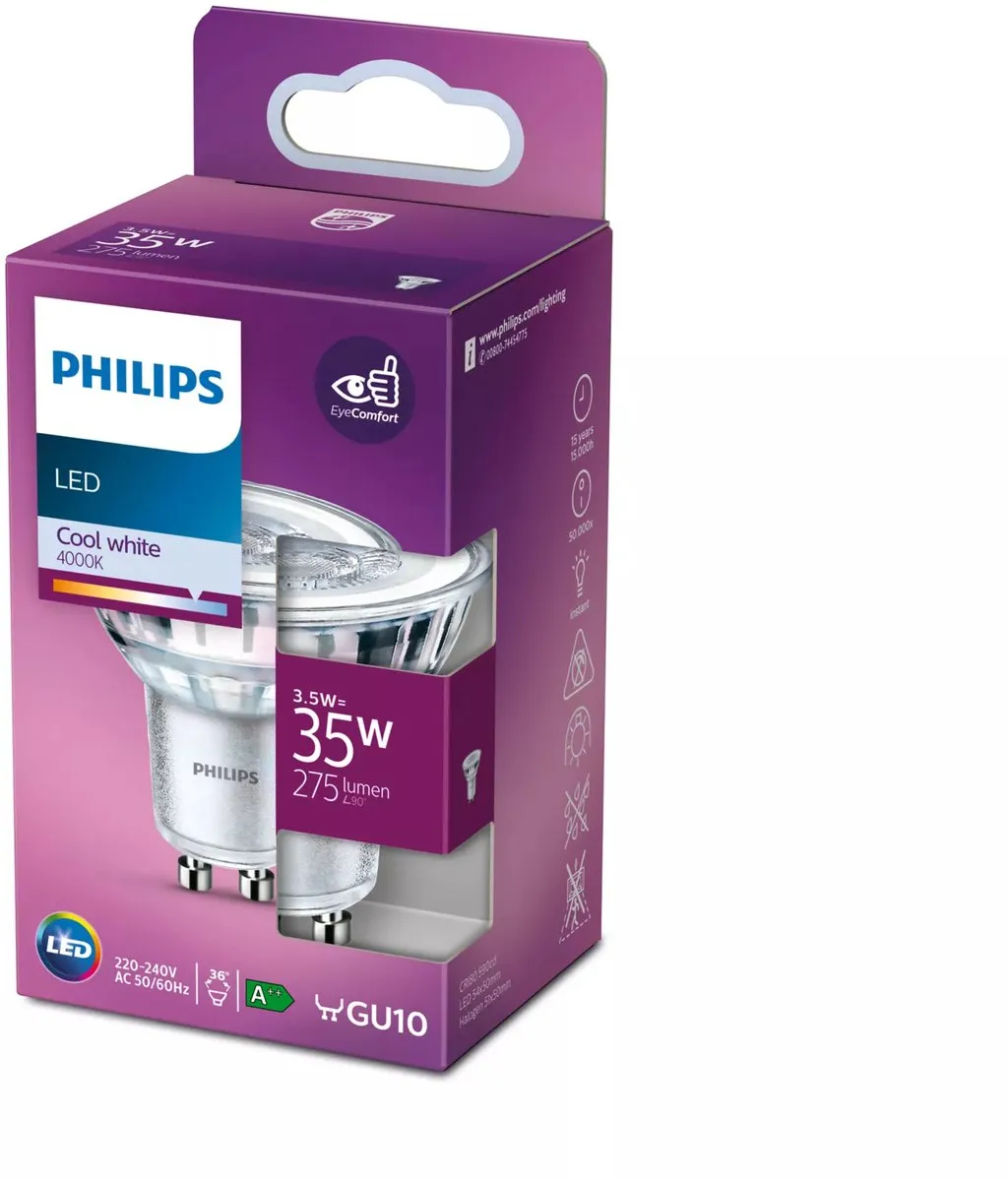 Philips LED Spot GU10 3.5W - Koelwit 4000K
