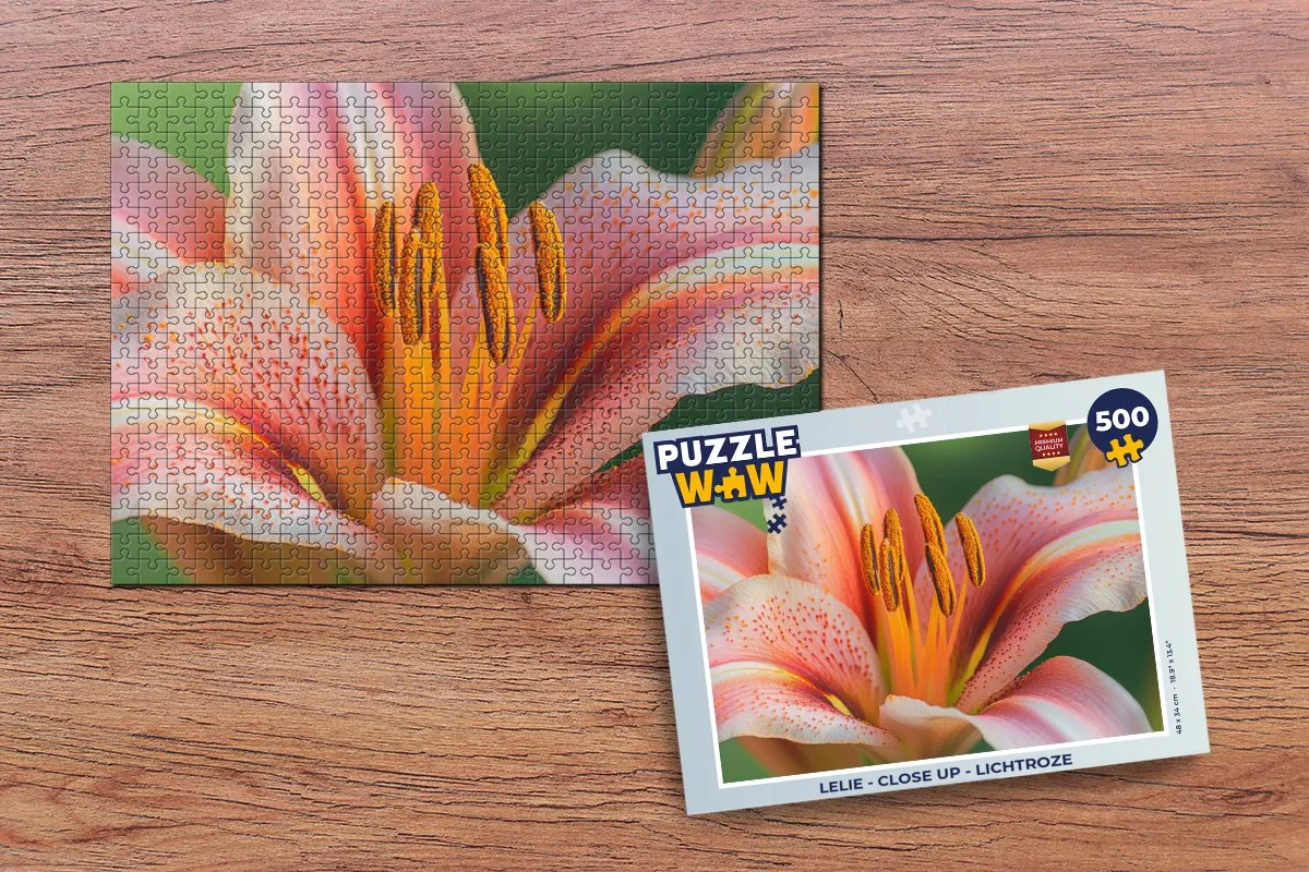 PuzzleWow Lelie Close Up Legpuzzel 500 Stuks - Lichtroze