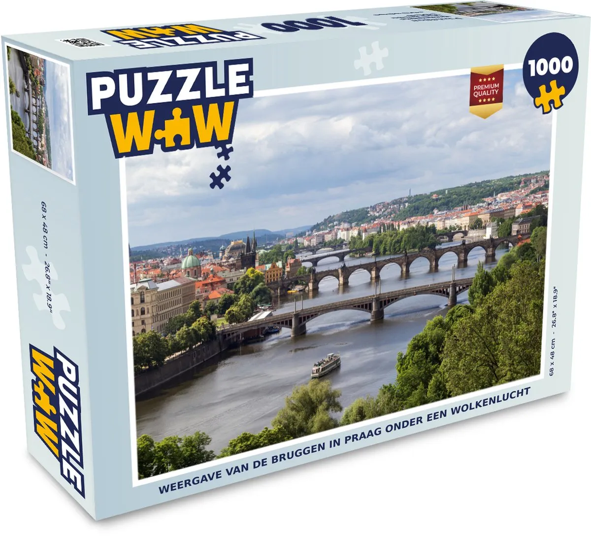 PuzzleWow Wolken Praag Bruggen Legpuzzel 1000 Stuks - Multicolor