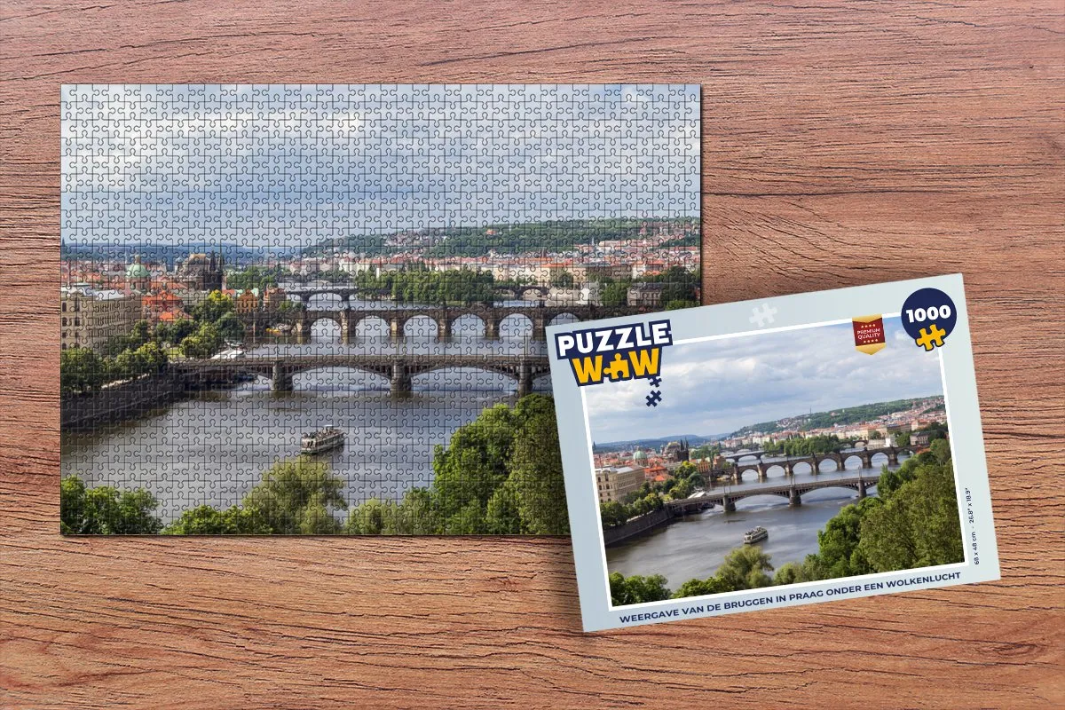 PuzzleWow Wolken Praag Bruggen Legpuzzel 1000 Stuks - Multicolor