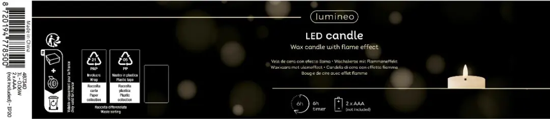 Lumineo LED Waskaars Kerstrood Ø7x11,2cm - afbeelding 2 van 5