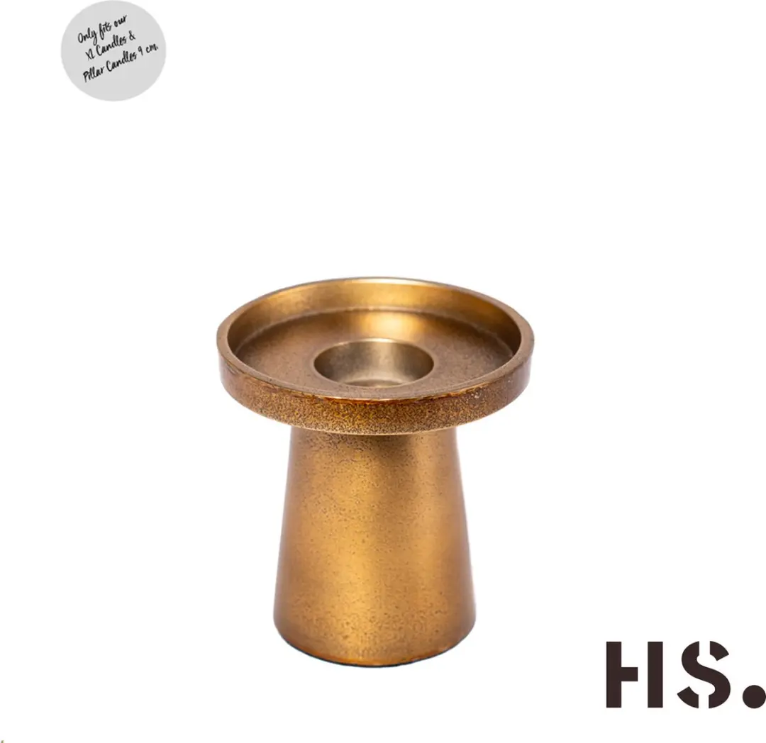Home Society   Kandelaar XL kaars of stompkaars   Metaal   Goud   10,5cm hoog