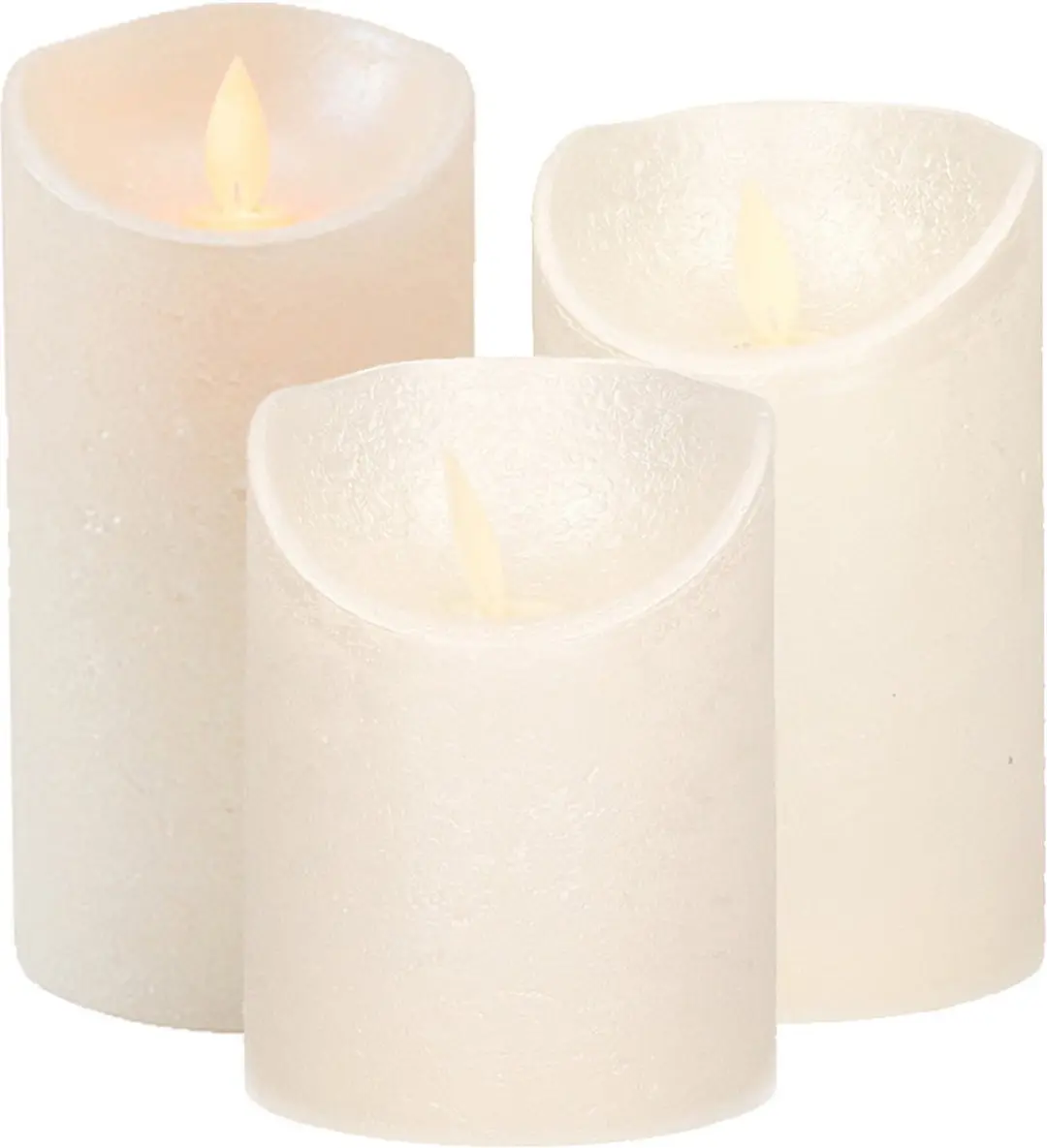 Set van 3x stuks Creme Parel Led kaarsen met bewegende vlam