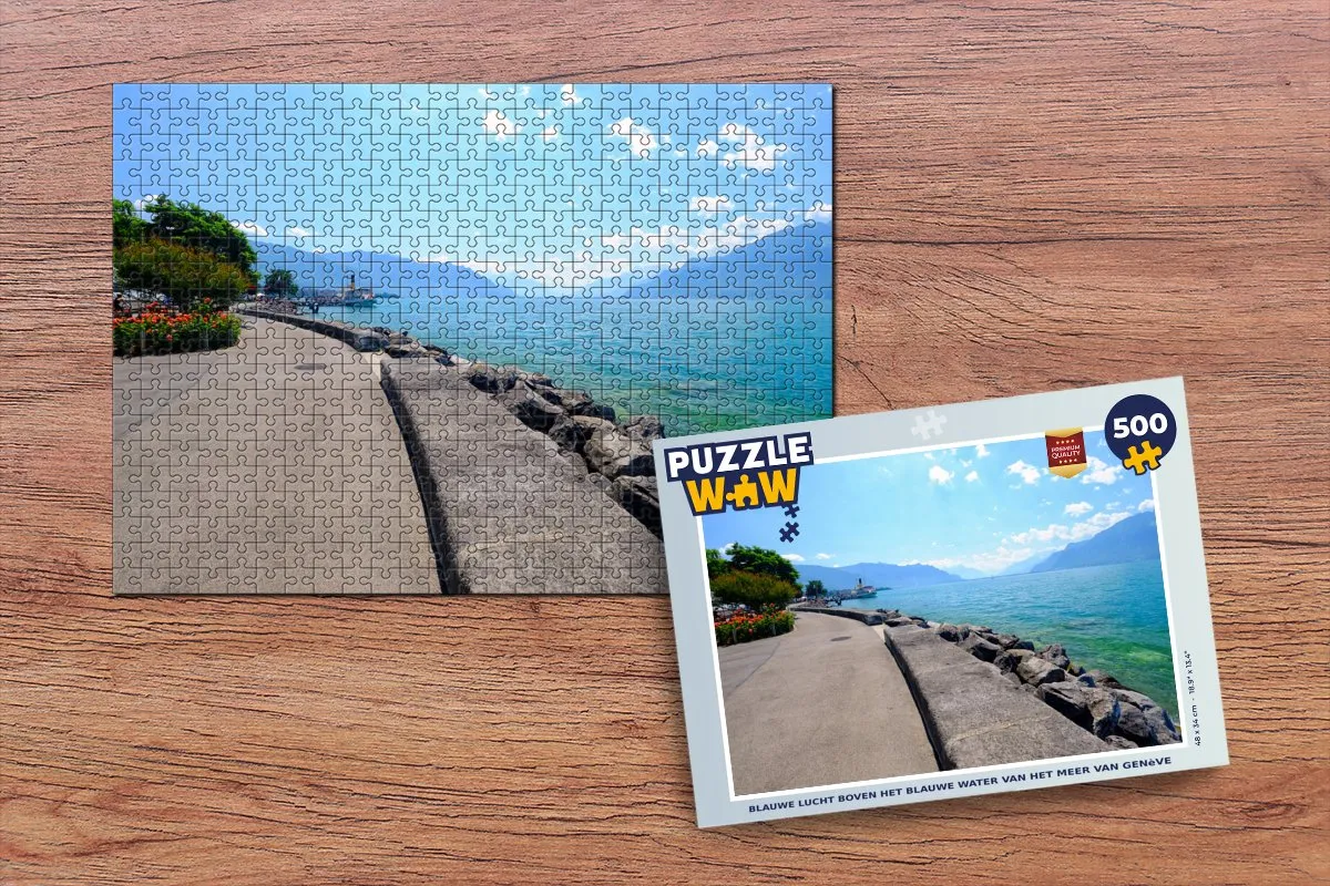 PuzzleWow Legpuzzel Meer van Genève - 500 Stuks - Multicolor