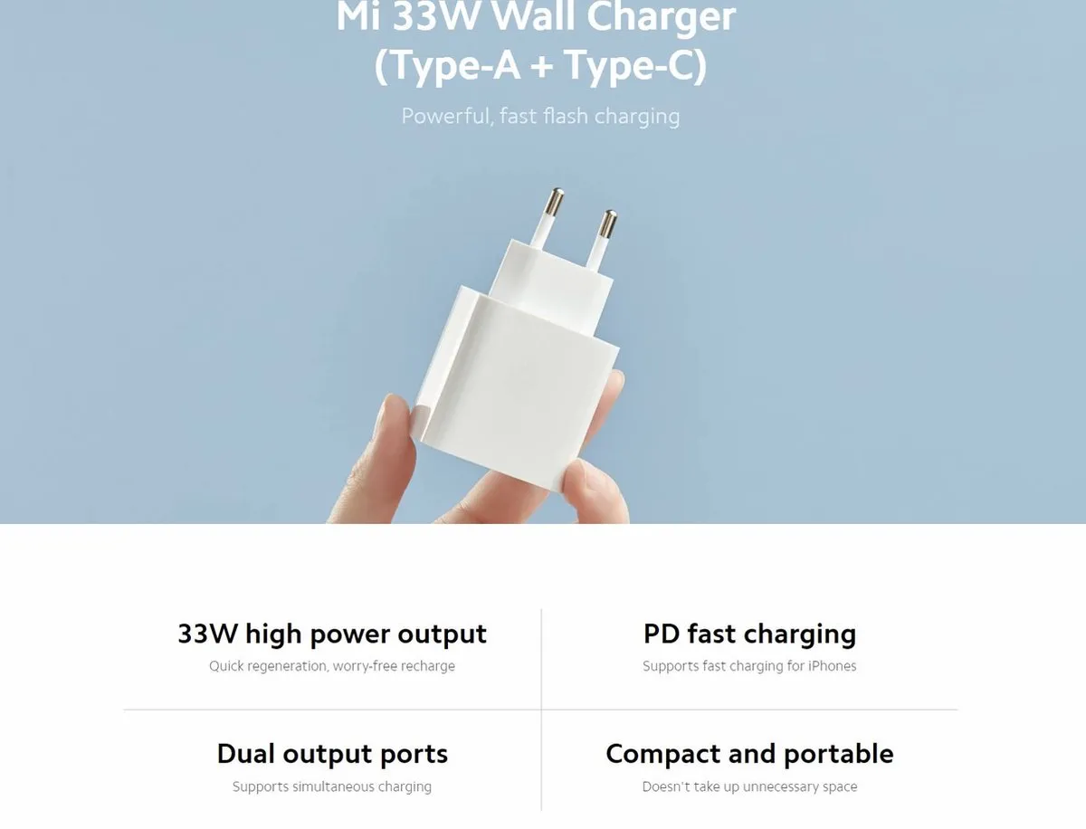 Xiaomi BHR4996GL Power Adapter 33W - USB-A Wit
