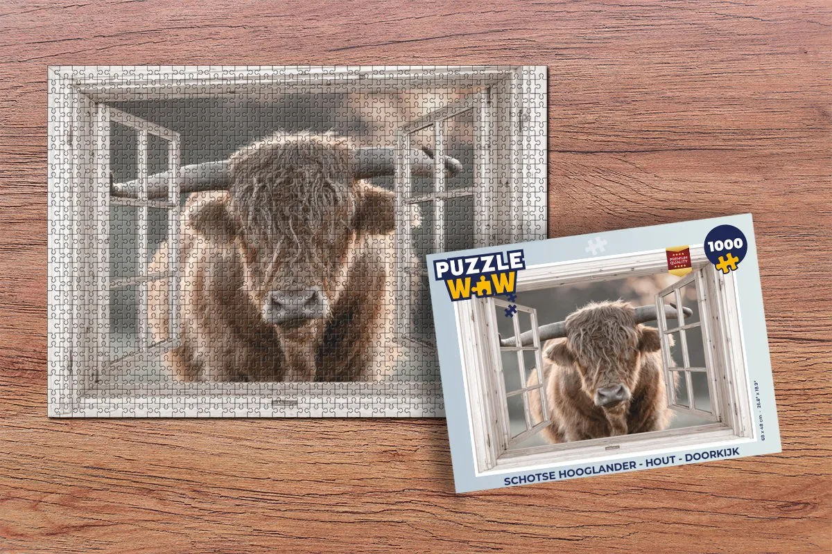 PuzzleWow Schotse Hooglander Legpuzzel 1000 Stuks - Multicolor