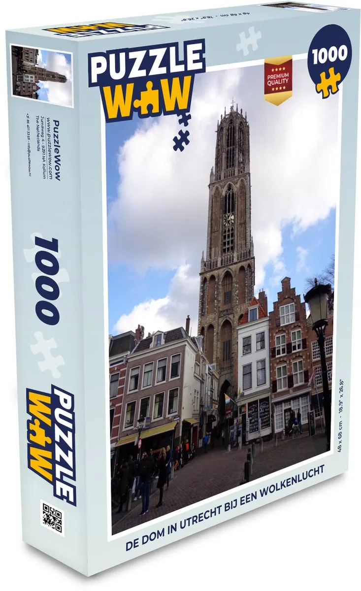PuzzleWow Legpuzzel Utrecht Domtoren Wolken 1000 Stuks - Multicolor