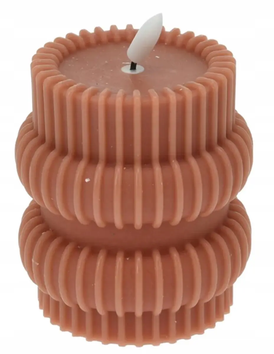 LED Kaars Ribbel 10cm met Echte Vlam Effect