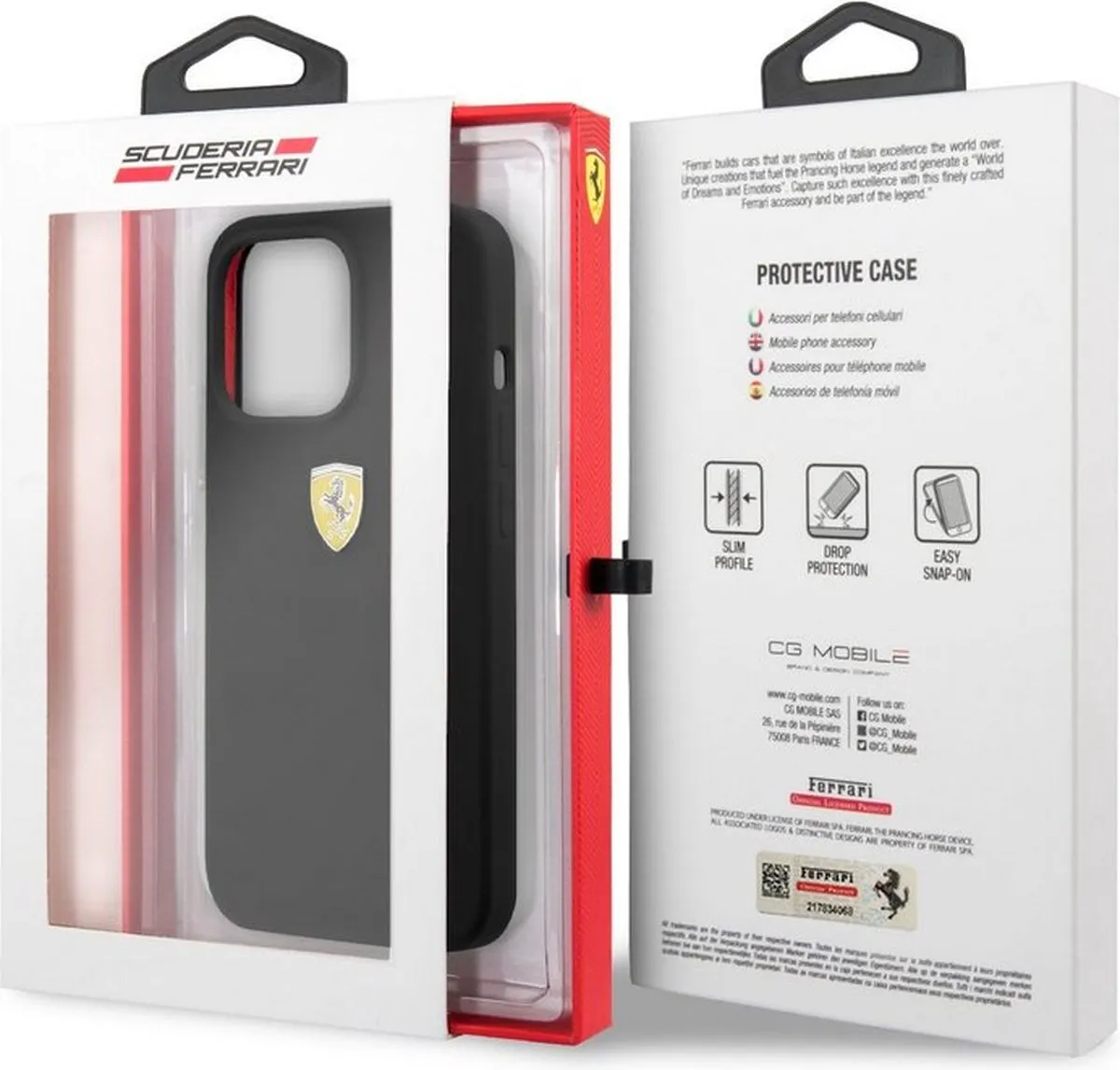 Ferrari Silicone Back Case iPhone 13 Pro - Zwart