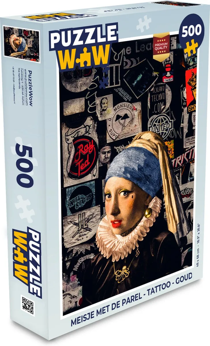 PuzzleWow Meisje met de parel Legpuzzel 500 Stuks