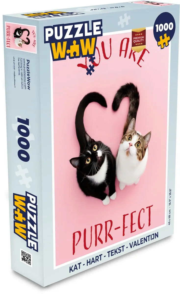 PuzzleWow Kat Hart Valentijn Legpuzzel 1000 Stuks