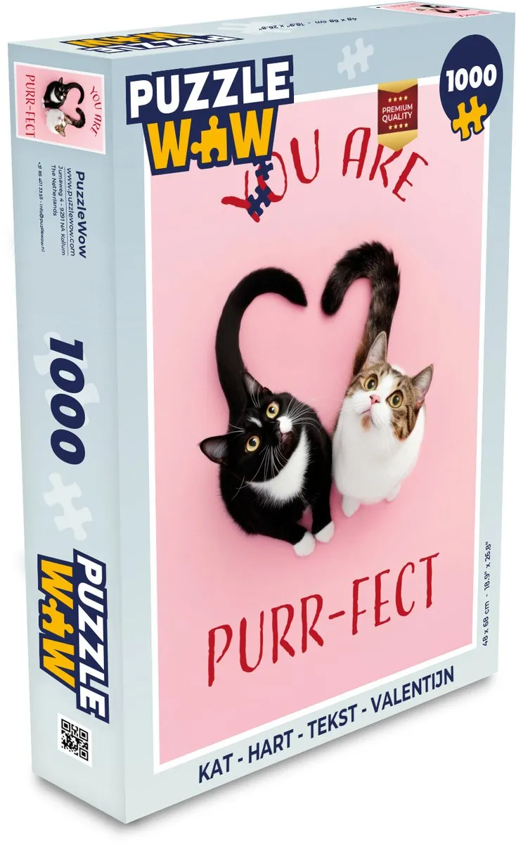 PuzzleWow Kat Hart Valentijn Legpuzzel 1000 Stuks