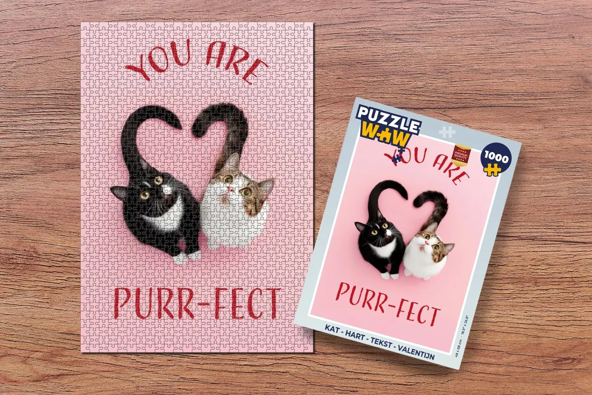 PuzzleWow Kat Hart Valentijn Legpuzzel 1000 Stuks