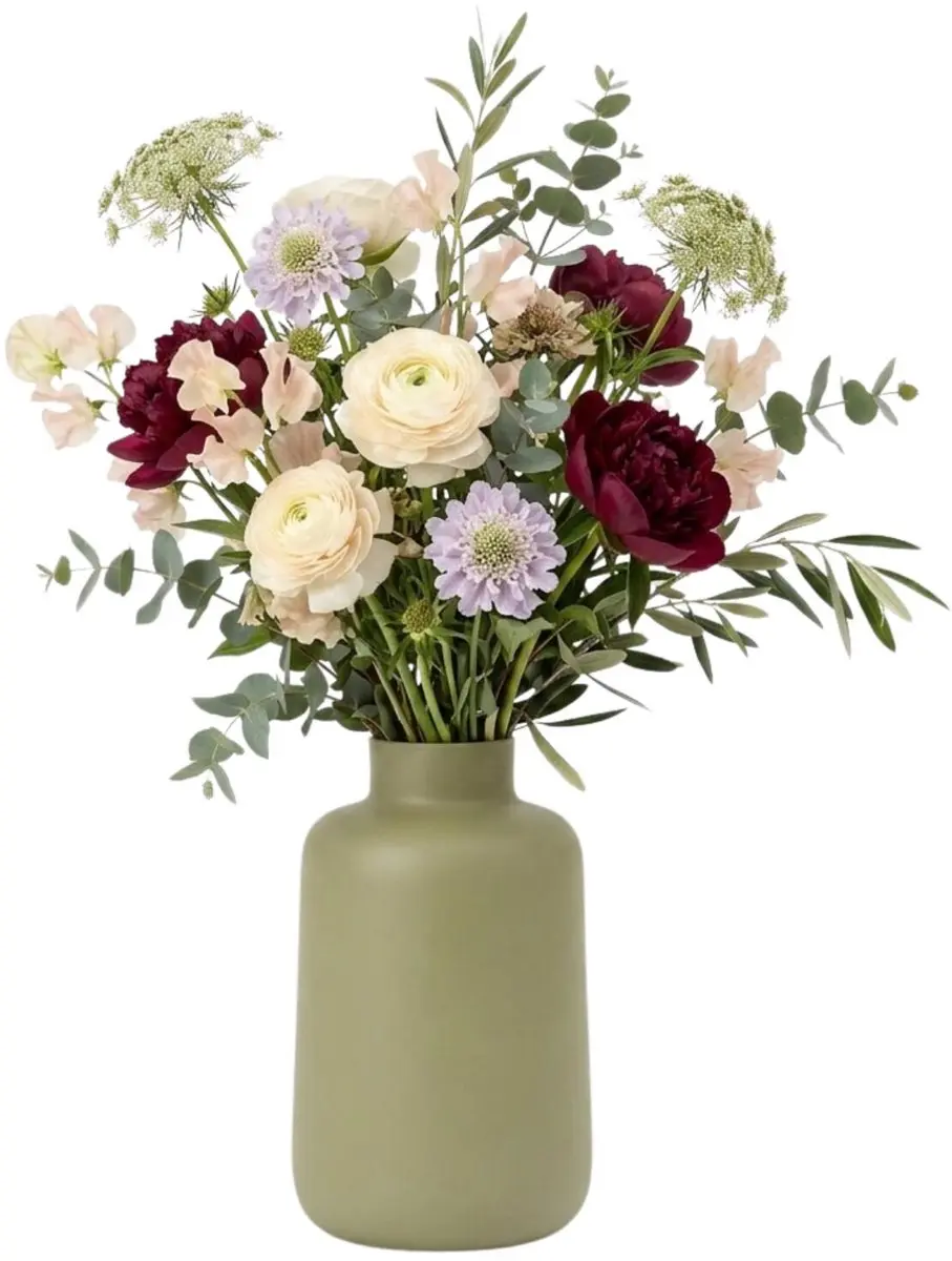 Bellatio Design bloemenvaas Manhattan - kaky groen - mat glas - 20 x 30 cm - glazen vazen
