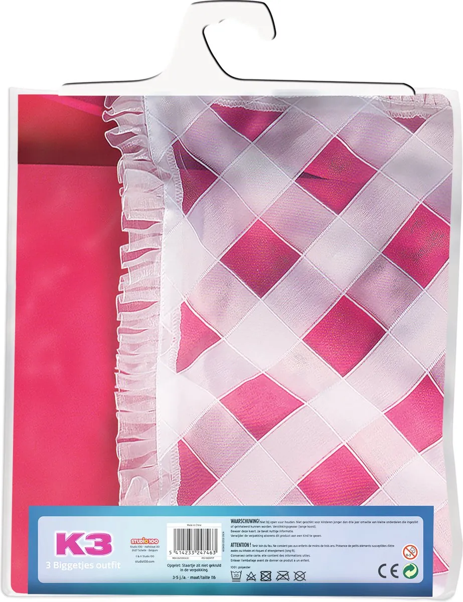 K3 Verkleedjurk De 3 Biggetjes - Maat 116 Roze