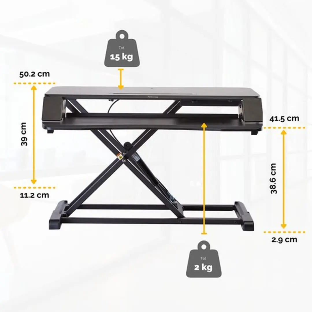 Fellowes Corsivo Zit-Sta Bureau Converter - 2 Monitoren - Zwart - afbeelding 2 van 6
