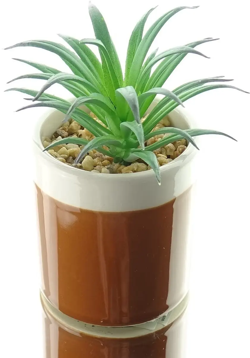 Kaemingk mini-succulent bruin stenen pot hoogte 11 cm