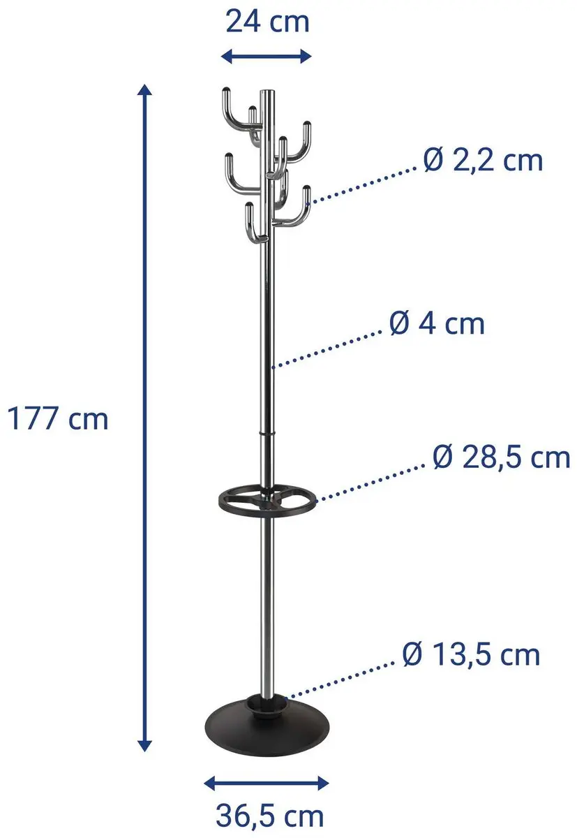 MAUL MAULpolaris Kapstok 8 Haaks - 177 cm - Chroom - afbeelding 2 van 4