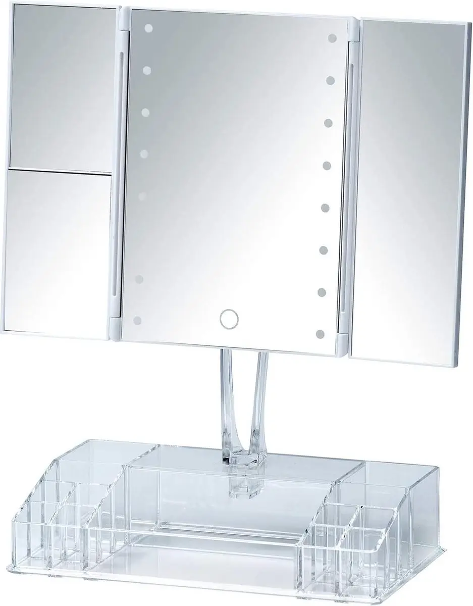 Wenko Spiegel Staand Led 23,5 X 16 Cm Glas Zilver/transparant