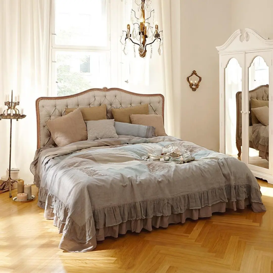 Loberon Bed Declaire Eenpersoons - linnen/bruin - afbeelding 4 van 6