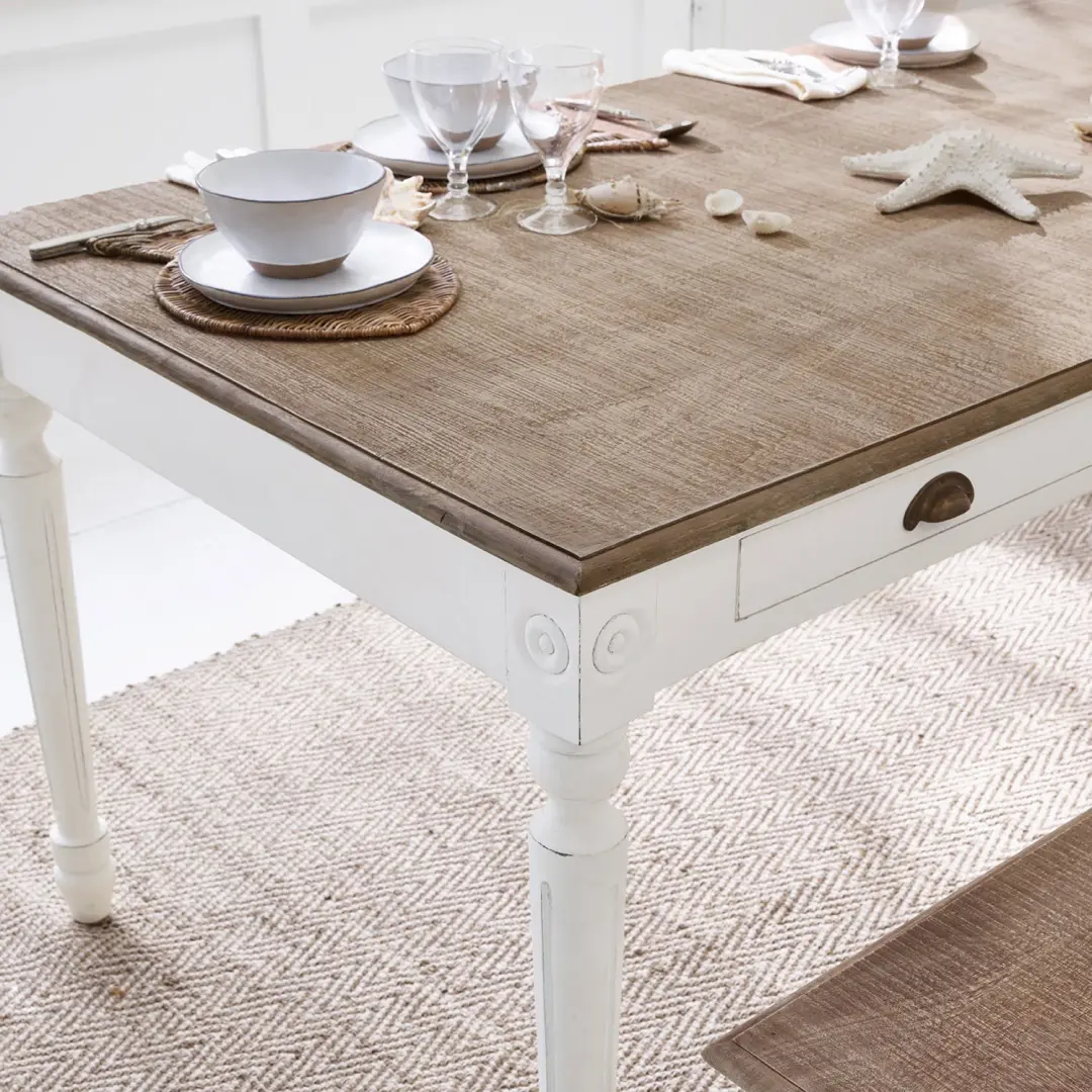 Loberon Helsinquia Tafel - 6 Personen - Wit/Bruin - afbeelding 5 van 6
