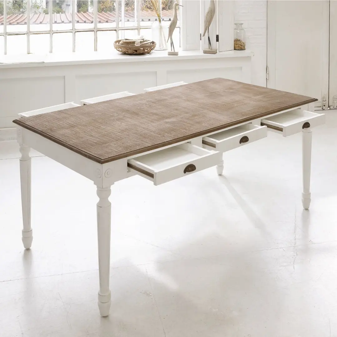 Loberon Helsinquia Tafel - 6 Personen - Wit/Bruin - afbeelding 6 van 6