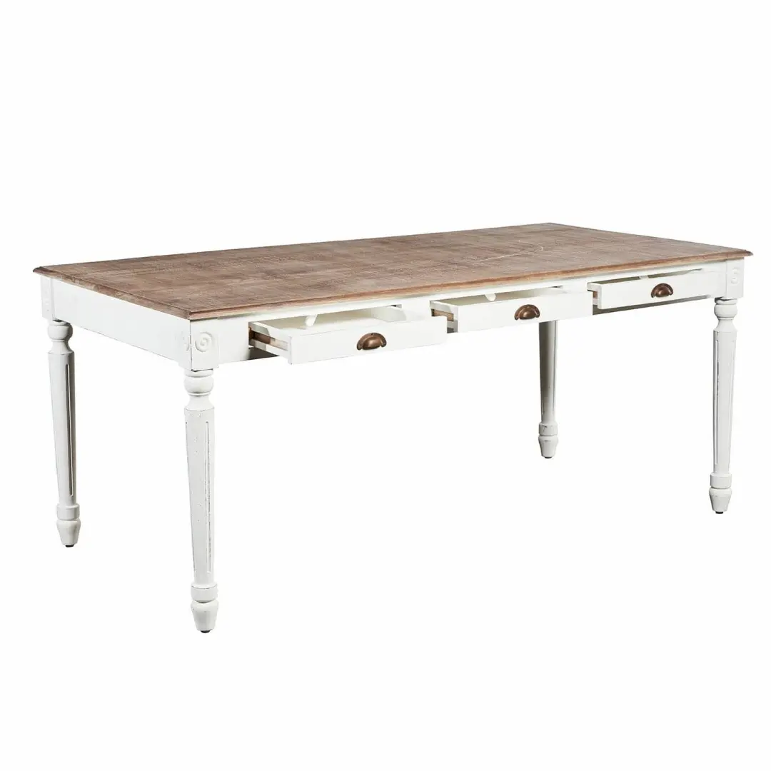 Loberon Helsinquia Tafel - 6 Personen - Wit/Bruin - afbeelding 2 van 6