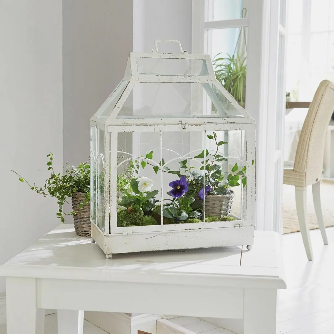 Loberon Couriar Lantaarn - Antiekwit/Heldere glas - afbeelding 3 van 4