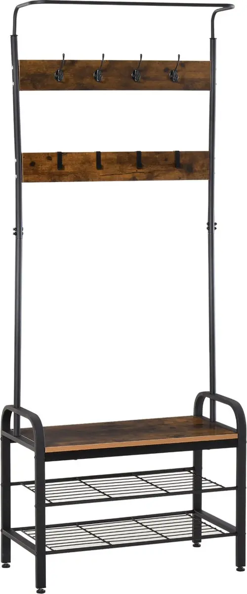 HOMCOM-Garderobenständer-Metall, MDF-Platte der Klasse E1-B72 x T34 x H185 cm-S