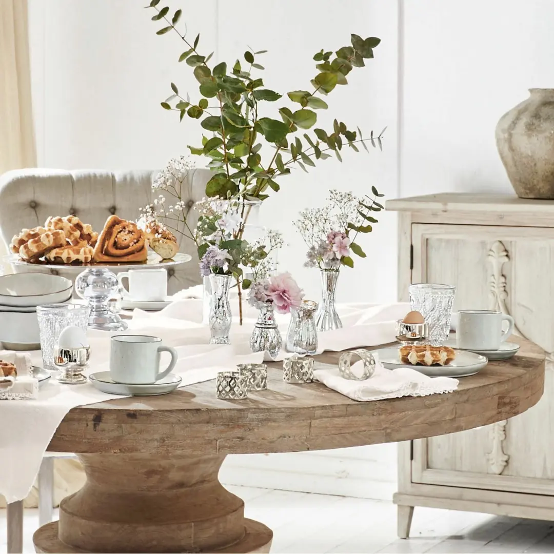 Loberon Maelie Decoratieve Vaas - 4 Stuks Antiekzilverkleurig - afbeelding 3 van 6