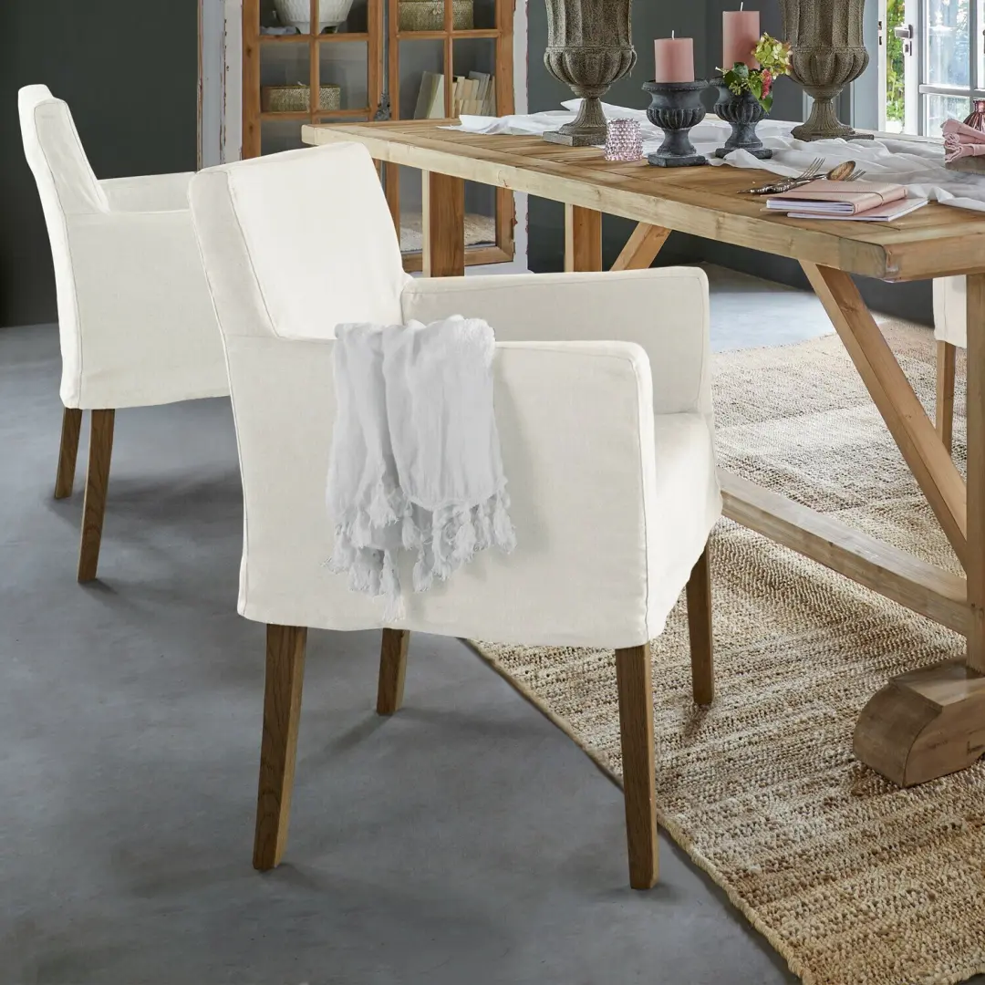 Loberon Longhill Stoel - Wit/Bruin - afbeelding 6 van 6