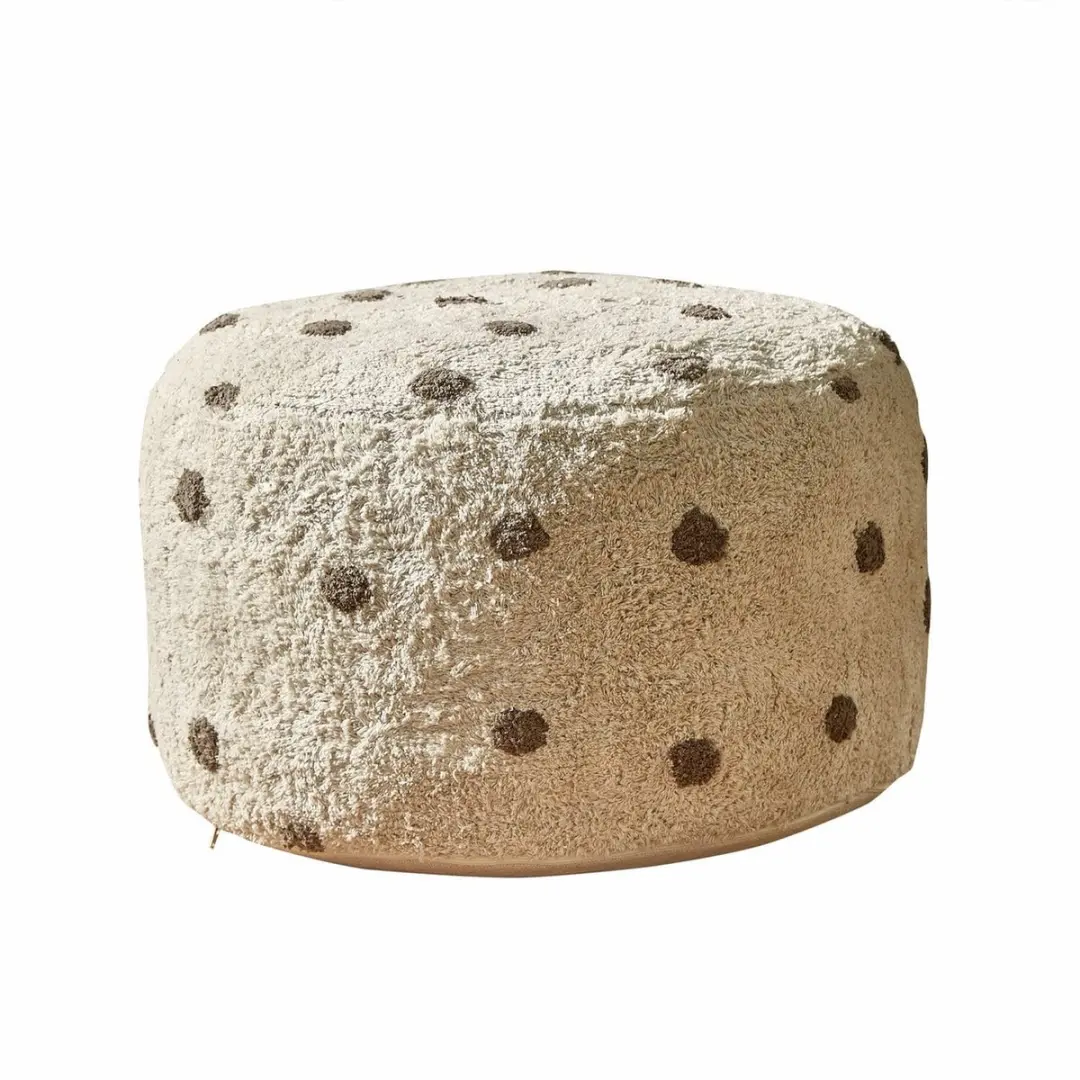 Loberon Thivalie Poef - crème/bruin - afbeelding 2 van 6