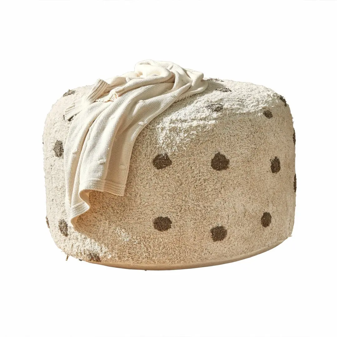 Loberon Thivalie Poef - crème/bruin - afbeelding 6 van 6