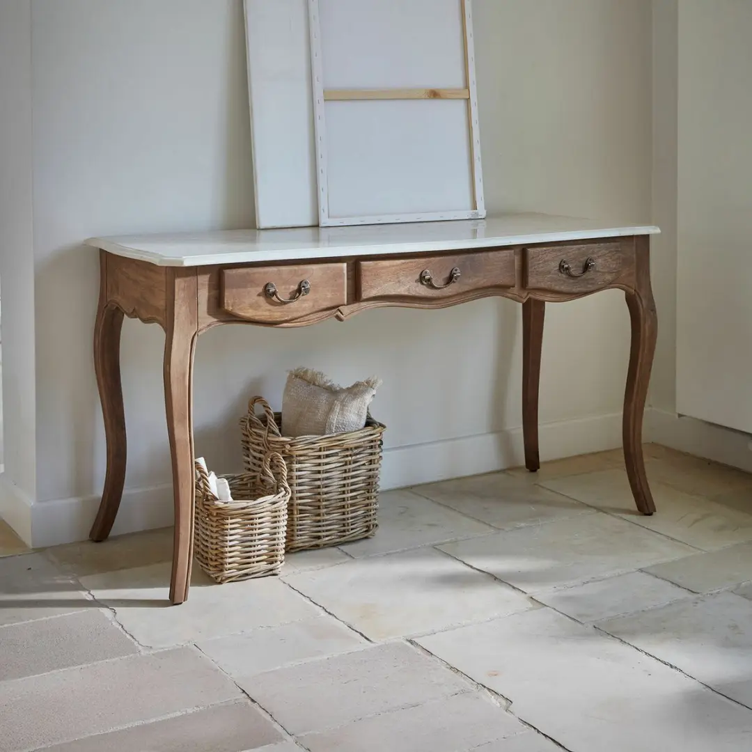 Loberon Bureau Whittlesey - Bruin/Wit - afbeelding 5 van 6