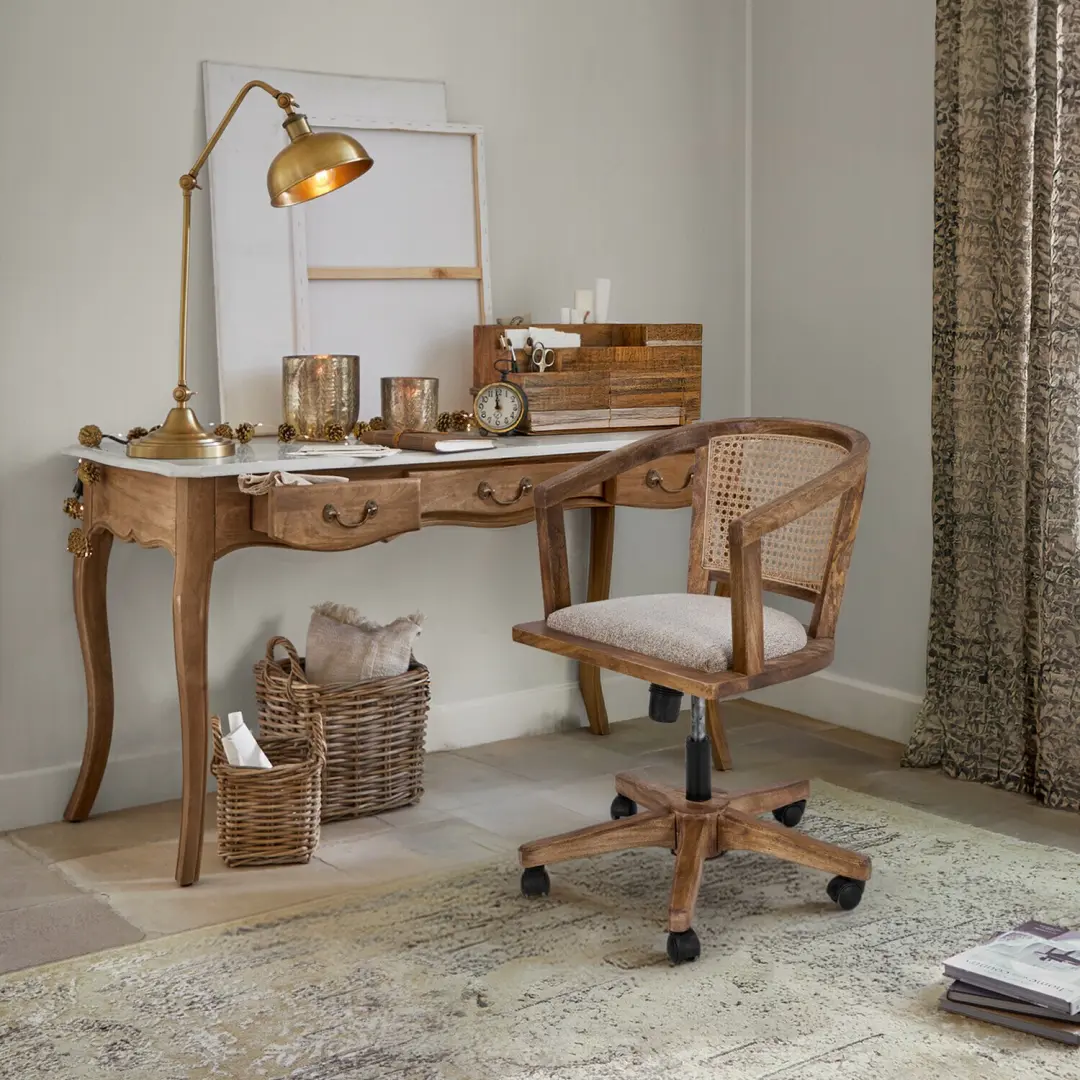 Loberon Bureau Whittlesey - Bruin/Wit - afbeelding 3 van 6