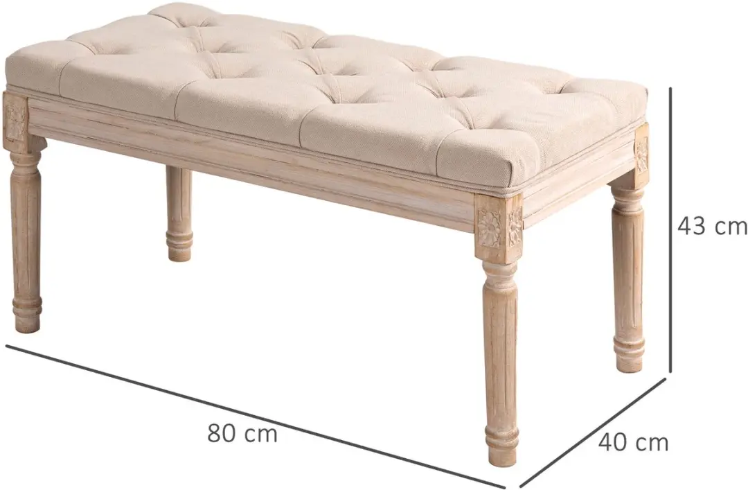 Homcom Bettbank 120x60x80cm - 2 Zitplekken - Beige - afbeelding 6 van 6