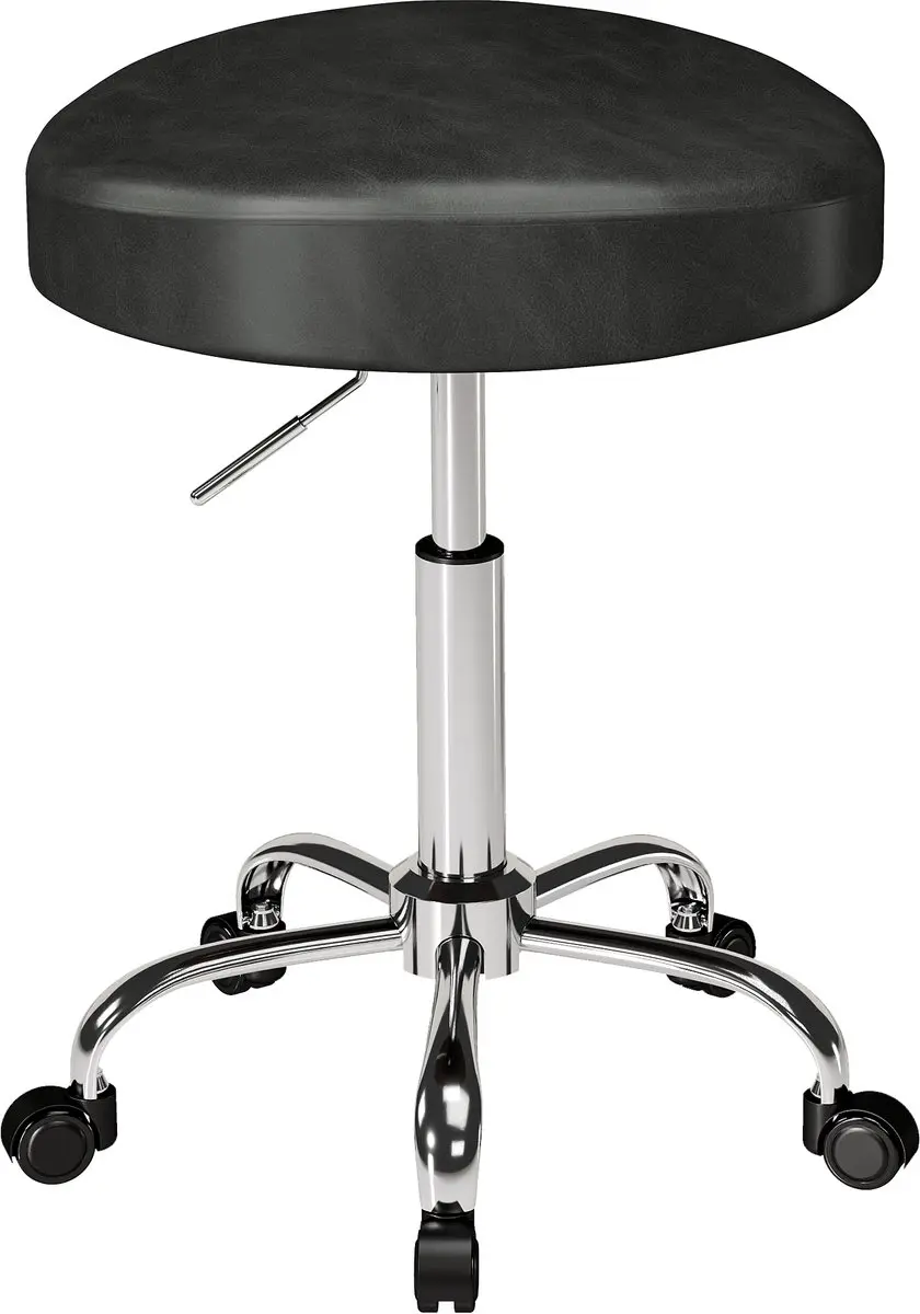 HOMCOM Salon Stool-PU (65 % Polyurethan, 35 % Polyester), Metall-39 x 34,5 x 67,