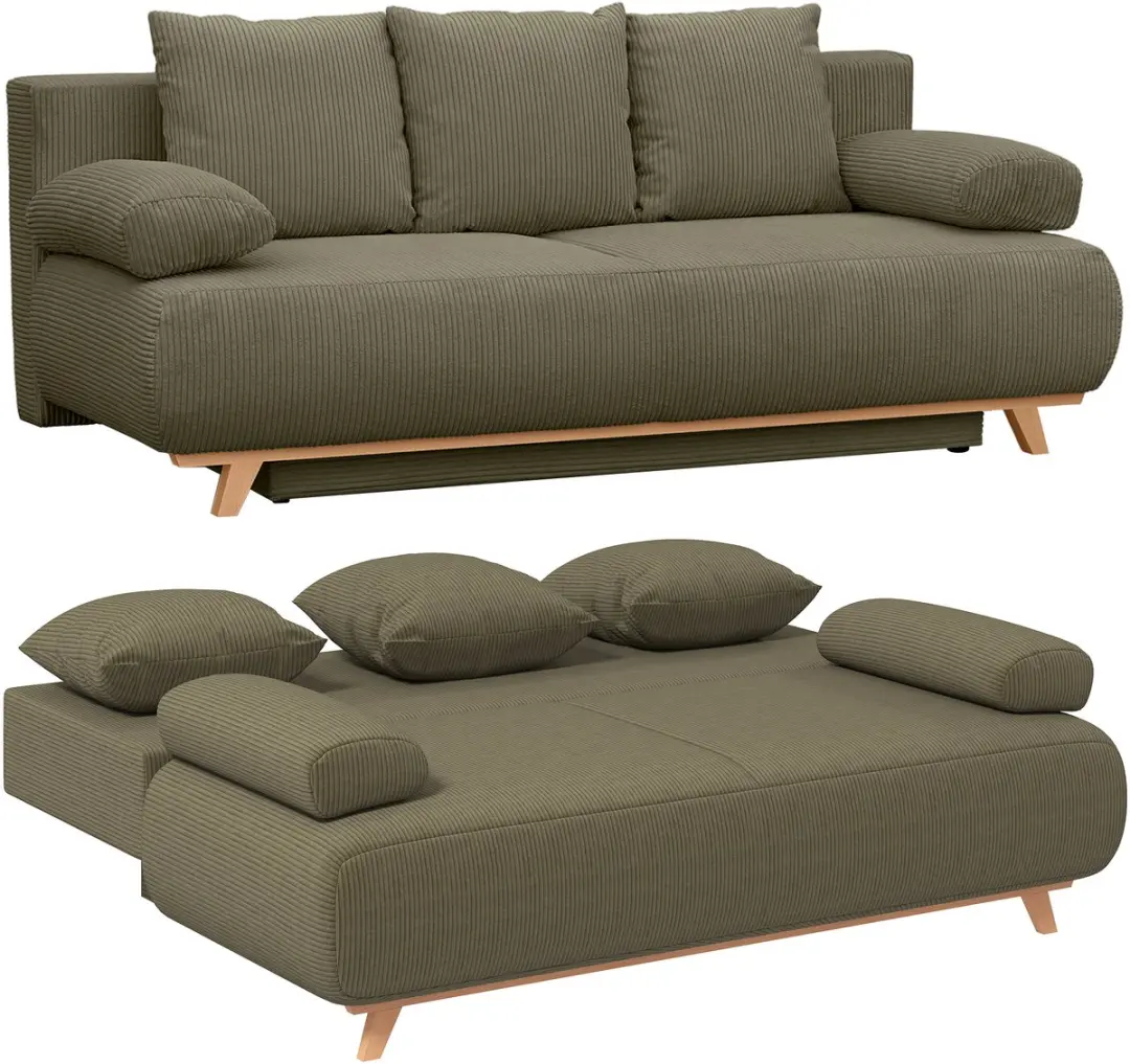 HOMCOM Sofa Bed-Cordstoff (90 % Polyester, 10 % Nylon)-188 x 100 x 84 cm-Dunkelg