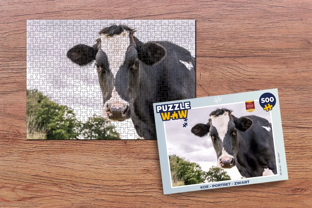 PuzzleWow Koe Portret Legpuzzel 500 Stuks - Multicolor