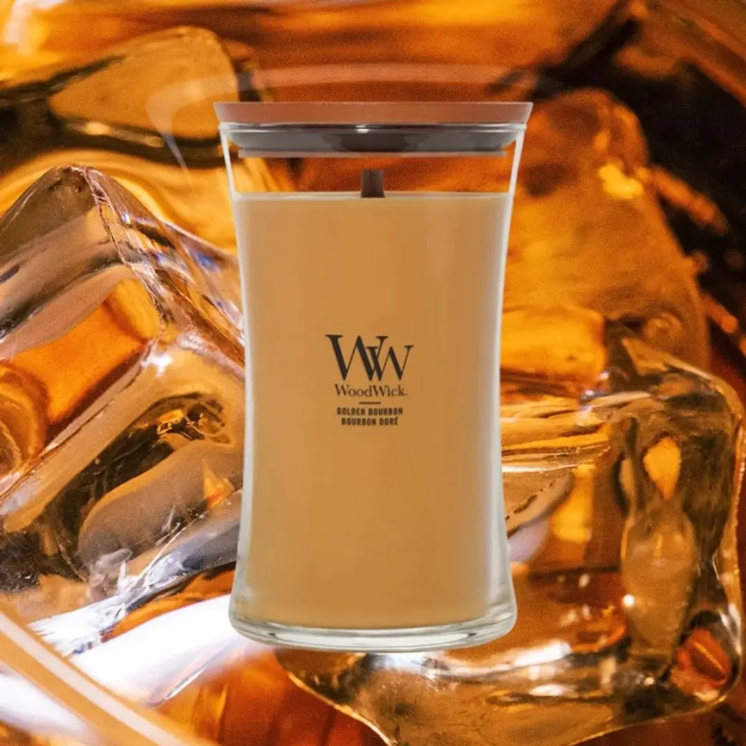 WoodWick Hourglass Geurkaars Golden Bourbon - 130 Branduren - afbeelding 3 van 5