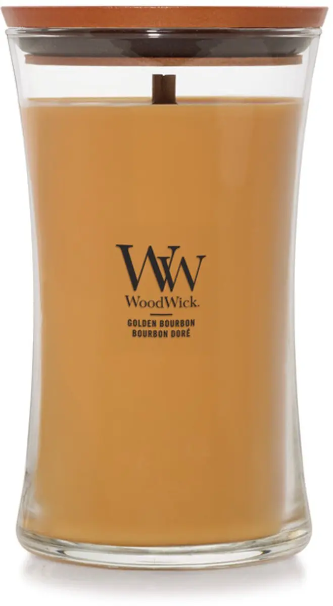 WoodWick Hourglass Geurkaars Golden Bourbon - 130 Branduren - afbeelding 5 van 5