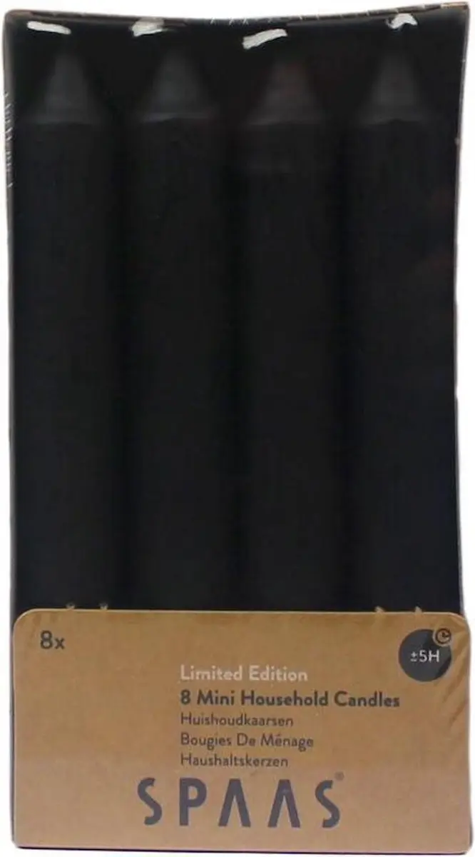 Spaas Mini Conische Tafelkaarsen 8 Stuks - Zwart - afbeelding 3 van 5