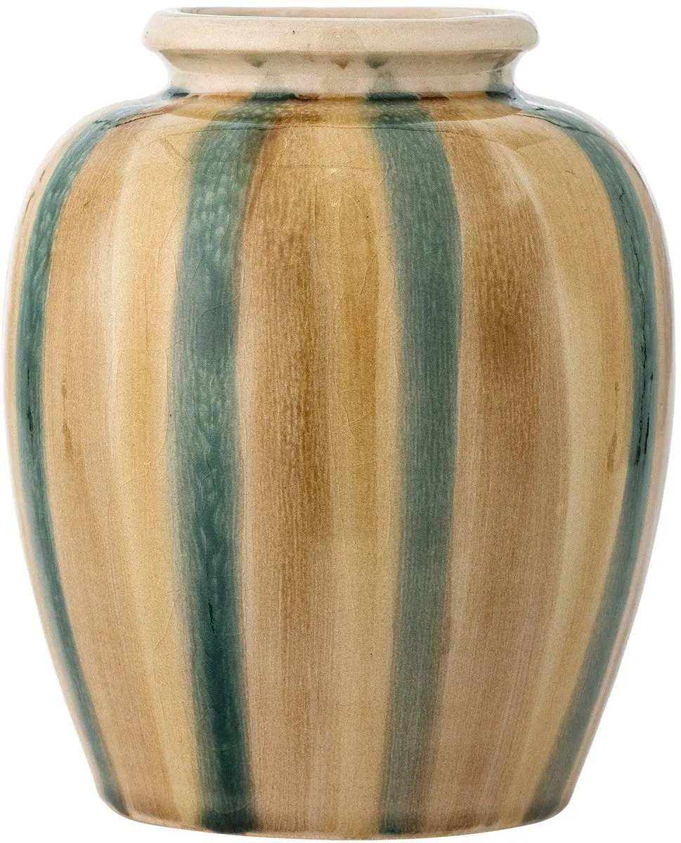 Bloomingville Vaas aardewerk groen bruin Rahima Ø16,5×20 cm