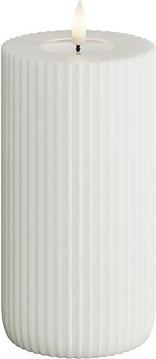 Deluxe Homeart Solid Stripe LED Kaars Wit 7,5x10cm