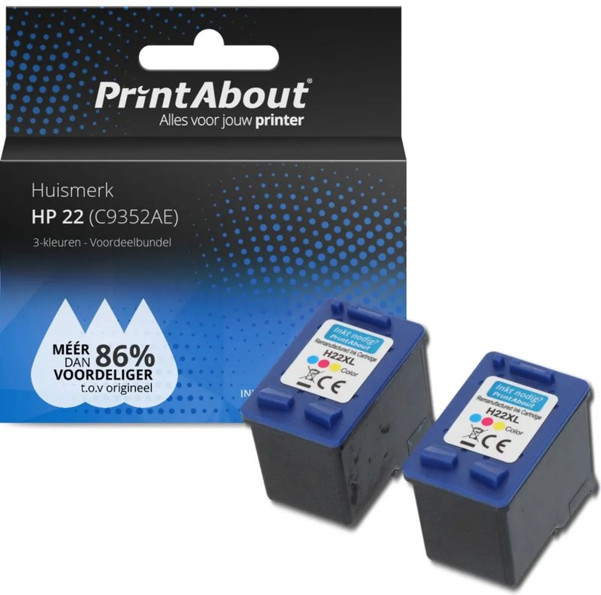 PrintAbout C9352AE-PA2 Inktcartridge - 3 Kleuren - 1.300 pagina's