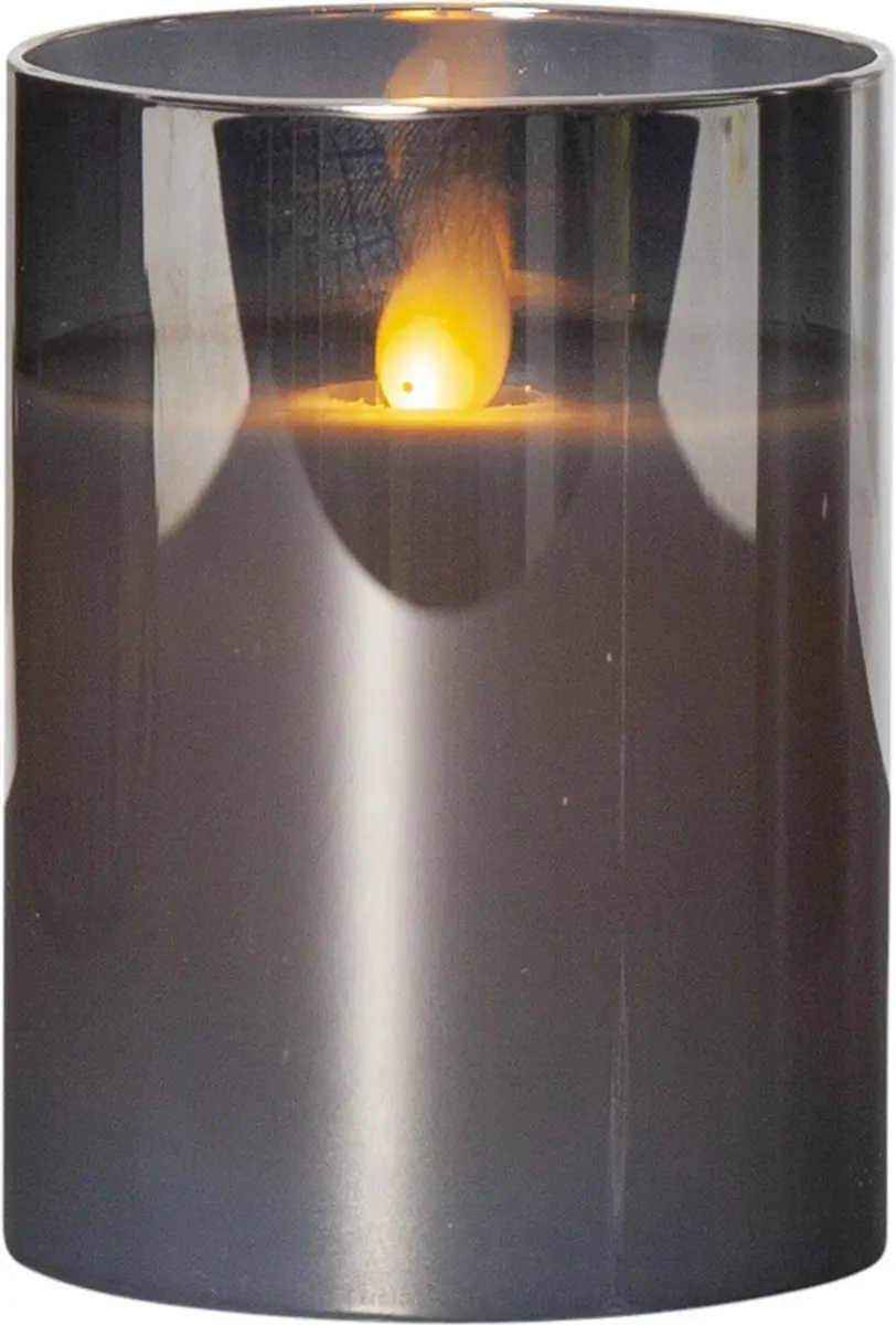 Star Trading Kaars M-Twinkle, zuilkaars, zwart, rookglas, LED, timer, warm wit,
