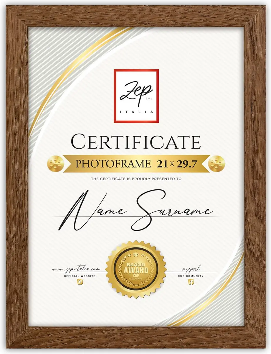 Zep Certificate A4 Houten Fotolijst 21x29,7cm Bruin