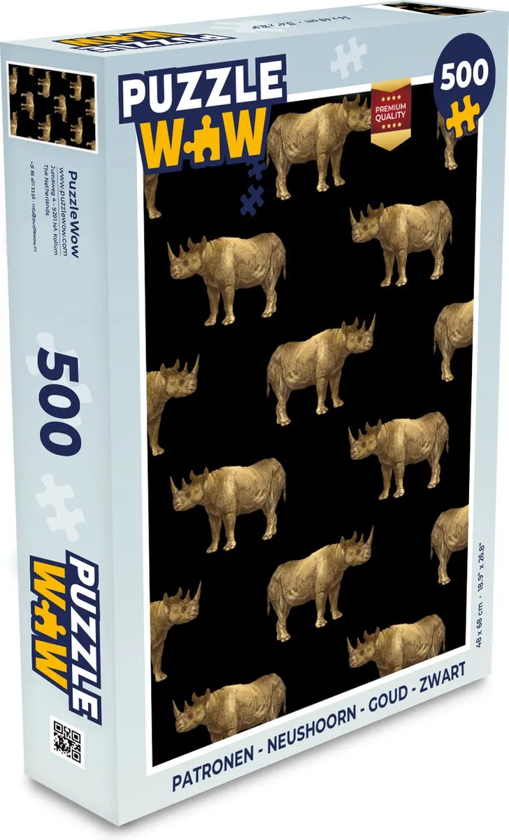 PuzzleWow Neushoorn Legpuzzel 500 Stuks