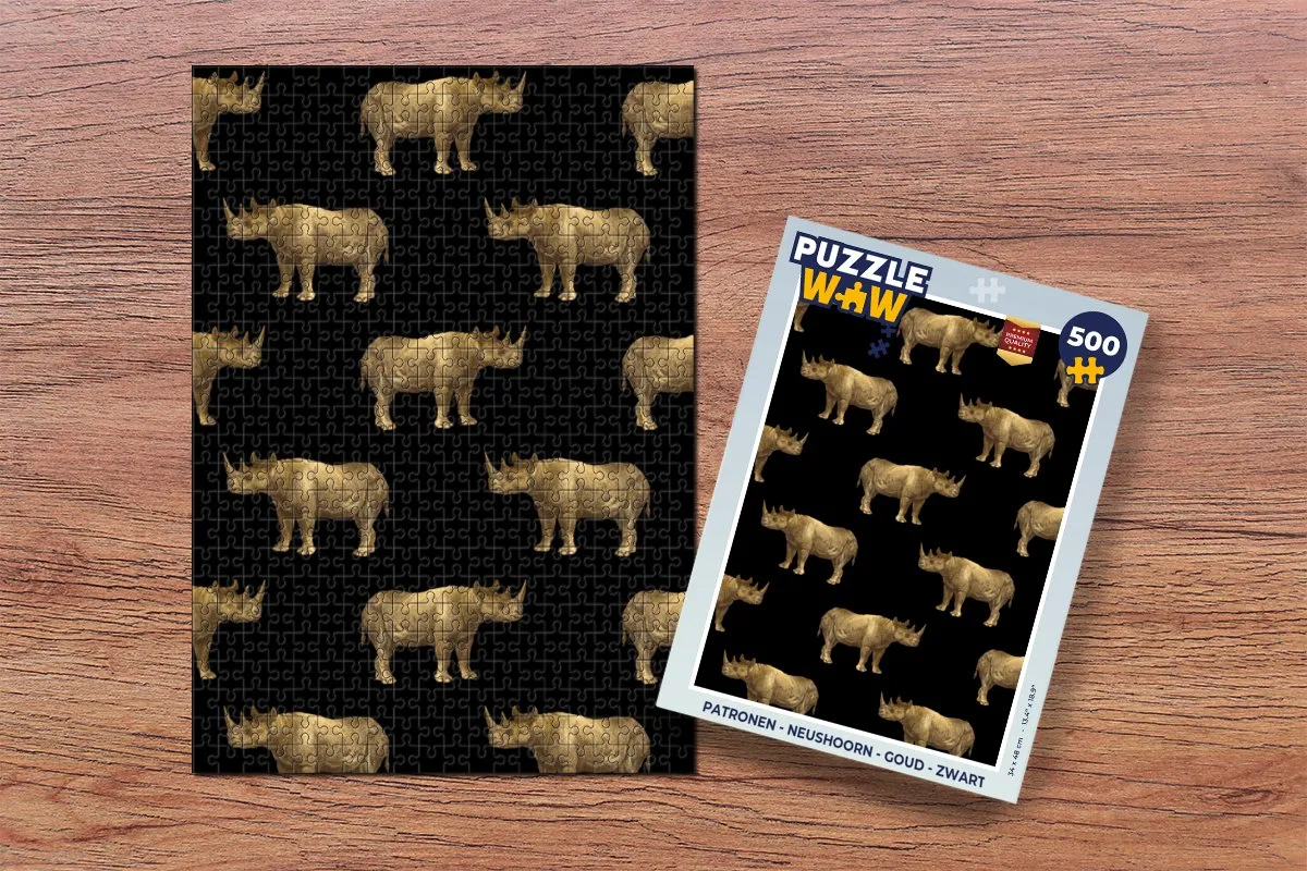 PuzzleWow Neushoorn Legpuzzel 500 Stuks - Multicolor