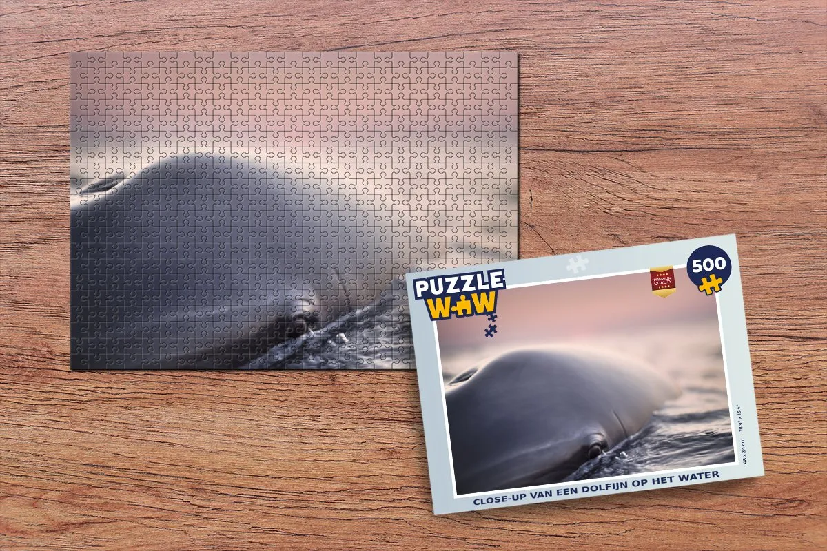 PuzzleWow Dolfijn Water Close Up Legpuzzel 500 Stuks - Multicolor